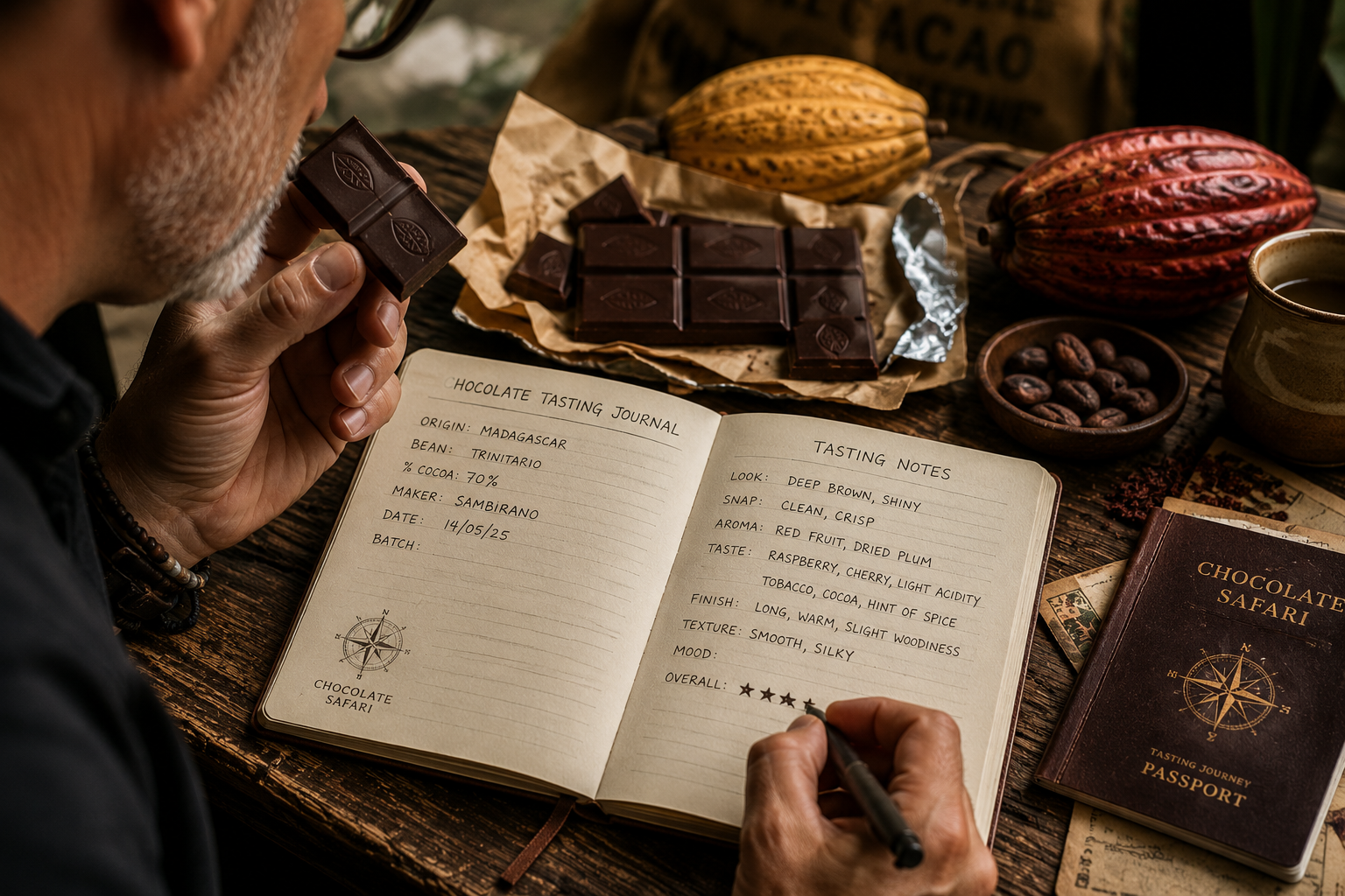 tasting journal in my hands